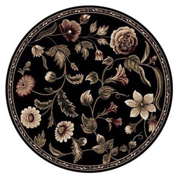 Home Dynamix Home Dynamix 769924129128 7 ft. 10 in. Optimum Amell Round Area Floral Rug - Black 769924129128